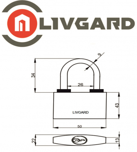 Замок навесной LIVGARD PL1-50 англ. 5кл.