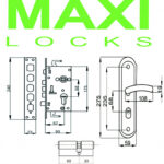 Замок врезной для китайских дверей MAXI Locks MLC68-51-U-SN комплект с ручками и ц.м. Матовый никель