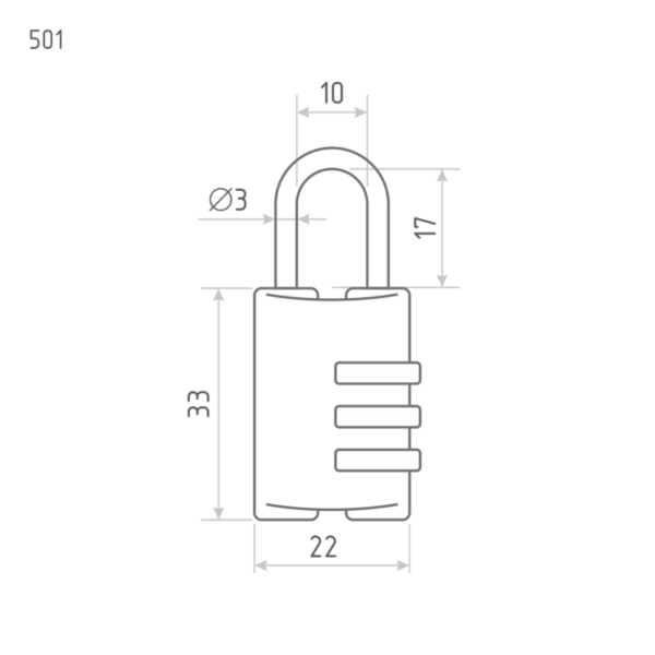 Замок навесной кодовый Нора-М 501 для чемодана - Черный - 22 мм