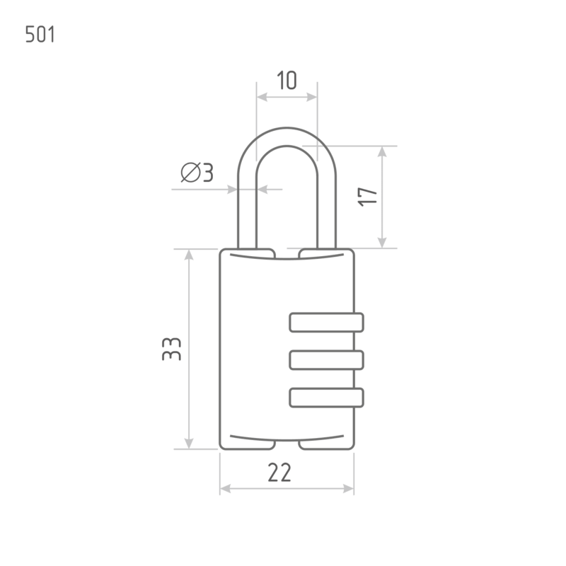 Замок навесной кодовый Нора-М 501 для чемодана - Черный - 22 мм