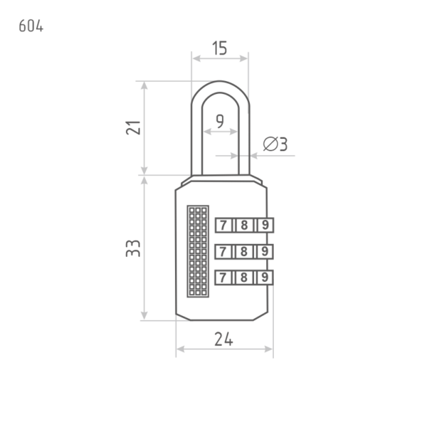 Замок навесной кодовый Нора-М 603 для чемодана - Черный - 21 мм