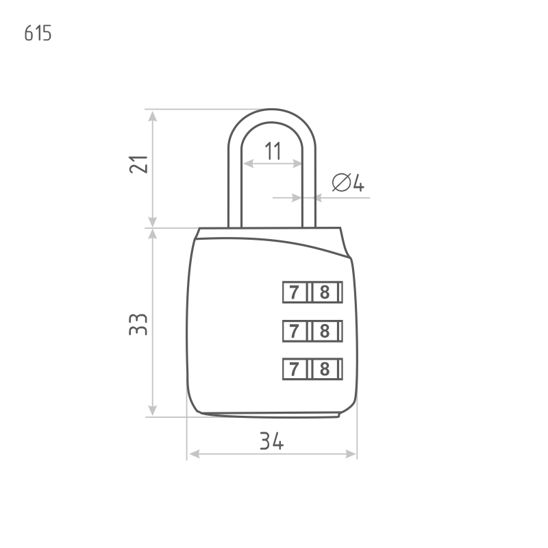 Замок навесной кодовый Нора-М 615 для чемодана - Черный - 34 мм
