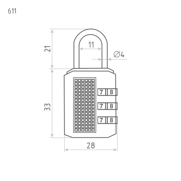 Замок навесной кодовый Нора-М 610 для чемодана - Красный - 31 мм