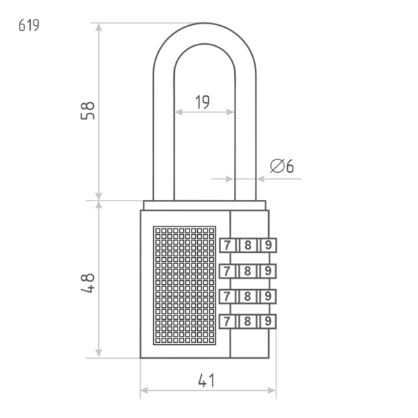Замок навесной кодовый Нора-М 619 для чемодана - Черный - 41 мм