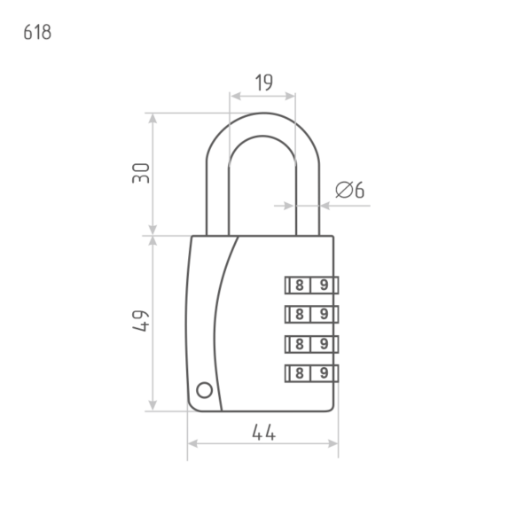 Замок навесной кодовый Нора-М 619 для чемодана - Серебро - 41 мм