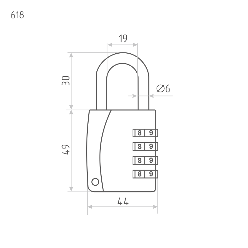 Замок навесной кодовый Нора-М 618 для чемодана - Черный - 44 мм