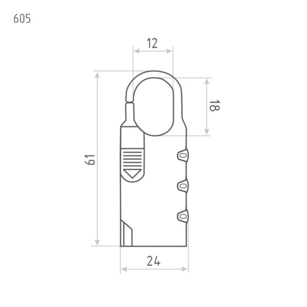 Замок навесной кодовый Нора-М 607 для чемодана - Серебро - 22 мм