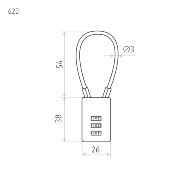 Замок навесной кодовый Нора-М 619 для чемодана - Черный - 41 мм