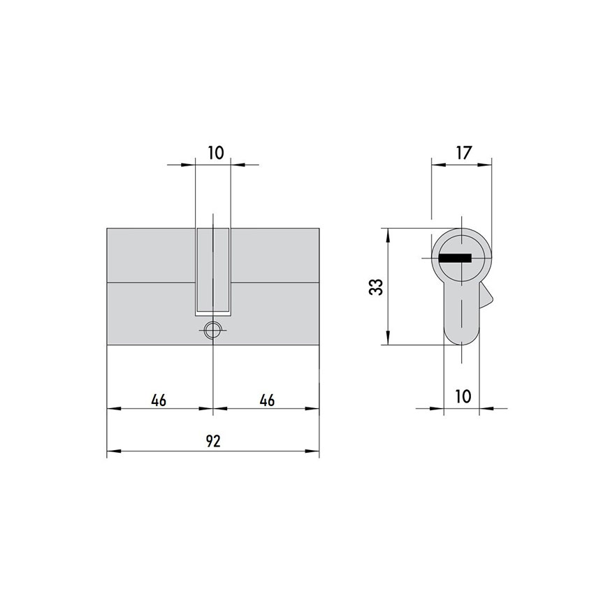 Цилиндровый Mottura (Моттура) механизм CP4D464601 (92 мм/41+10+41) МАТ.НИКЕЛЬ