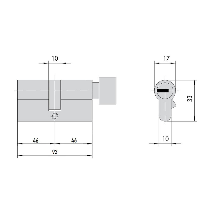 Цилиндровый механизм Mottura (Моттура) с вертушкой CP4F464601R (92 мм/41+10+41) МАТ.НИКЕЛЬ